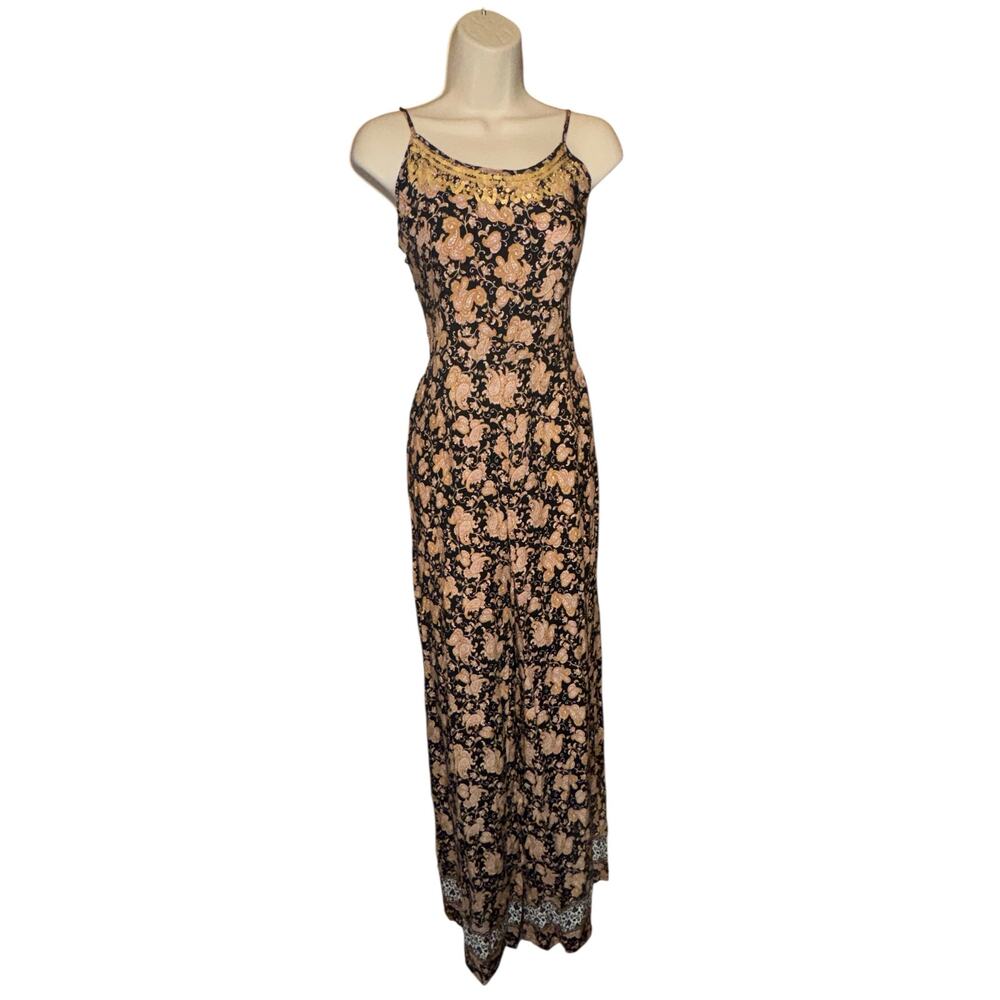 Forever 21 paisley sequin boho lace up jumpsuit size‎ M